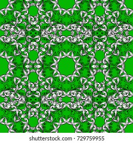 Vector illustration. Green, black and white colors. Colored mandalas element.
