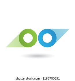 Vector Illustration of Green and Blue Binoculars Shaped Round Icon isolated on a White Background
