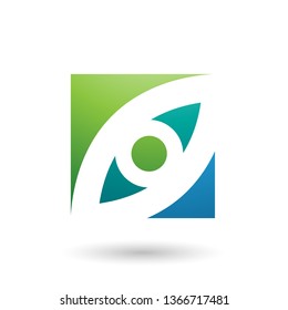 Ilustración vectorial de la Plaza Verde y Azul con forma de ojo aislado en un fondo blanco
