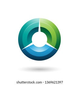 Vector Illustration of Green and Blue Glossy Shaded Circle isolated on a white background