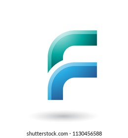 Vector Illustration of a Green and Blue Letter F with Round Corners isolated on a White Background