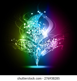 Vector illustration of green blue pink abstract background with blurred magic neon light curved lines. wave. Technology background for computer graphic website internet. infographics.