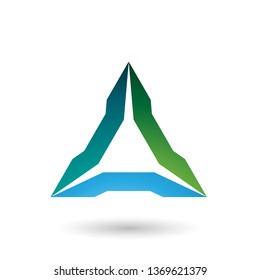 Ilustración vectorial del Triángulo Araña Verde y Azul aislado en un fondo blanco