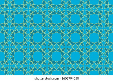 vector illustration green blue turquoise vintage floral interior seamless flat design background
