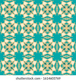vector illustration green blue turquoise vintage floral interior seamless flat design background