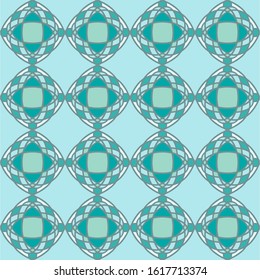 vector illustration green blue turquoise aqua menthe vintage floral interior seamless flat design background