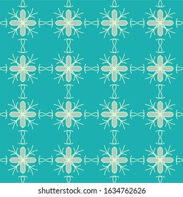 vector illustration green blue turquoise aqua menthe vintage floral interior seamless flat design background