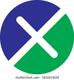ilustración vectorial del icono x verde y azul