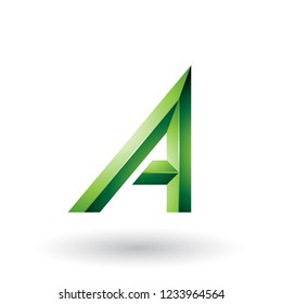 Vector Illustration of Green Bold and Curvy Geometrical Letter A isolated on a White Background