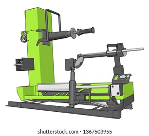 Vector illustration of  a green bore lathe white background