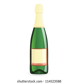 Vector illustration of green bottle on isolated white background