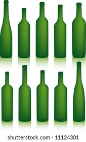 Vector illustration of Green bottles