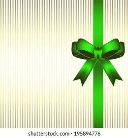 Vector illustration of Green bow on a golden background