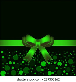 Vector illustration of Green bow on a black background