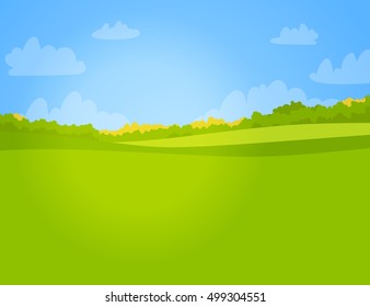 Vector illustration of a green bright meadow. Vector landscape.