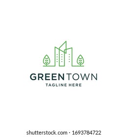 Vector illustration of a green building logo. suitable for construction companies and real eastate.