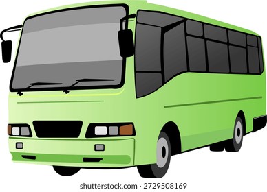 Ilustração vetorial de um ônibus verde como meio de transporte terrestre sobre um fundo branco