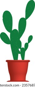 
Vector illustration of green cactus plant in pot