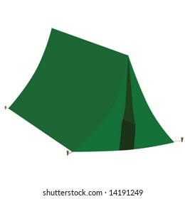 Vector illustration of a green camp tent