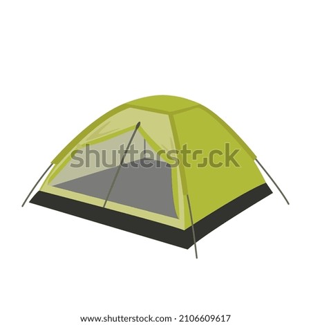 Vector illustration of a green camping tent isolated on a white background.