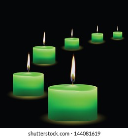 Vector  illustration with green candles for your design.