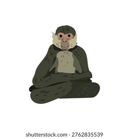 Vector illustration of a green capuchin sitting.
