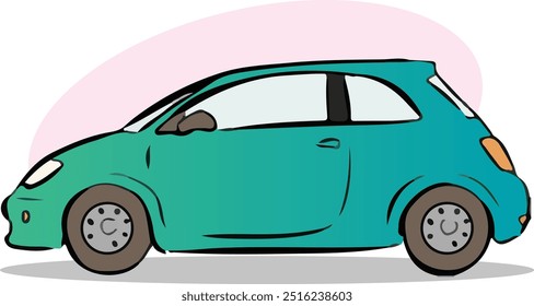 Vector illustration of green car isolated on white background