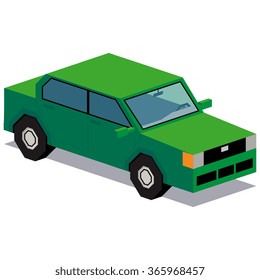 Vector Illustration Of Green Car Isolated On White Background