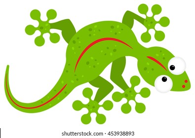 vector illustration of a green cartoon lizard