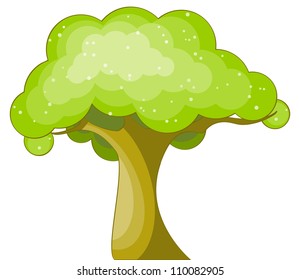 Vector illustration of green cartoon tree