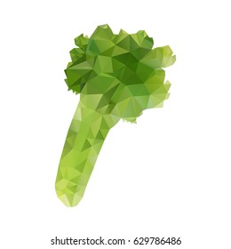 Vector illustration of green celery. Polygonal vegetable collection element.