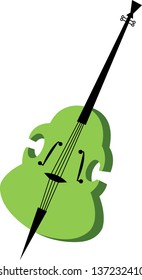 Vector illustration of a green cello
