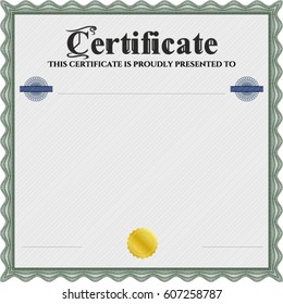 Ilustración vectorial del certificado de logro ecológico. Con un fondo lineal complejo. Plantilla de certificado de vector. Diseño retro. 
