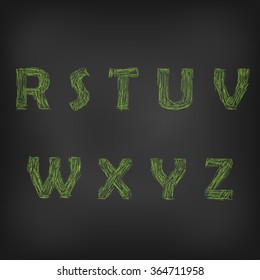 Vector illustration of green chalk sketched characters on a blackboard
