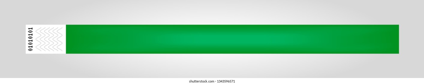 Vector illustration of green cheap empty bracelet or wristband. Sticky hand entrance event paper bracelet isolated. Template or mock up suitable for various uses of identification.