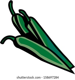 Vector illustration of a green chili