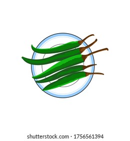 Vector illustration of green chili on a plate