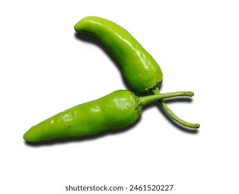 Ilustración vectorial de chile verde realista Fondo blanco de chile verde caliente con sombra para etiquetas y diseño de logotipo.