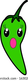 Vector illustration Green Chili Shocked Expression 