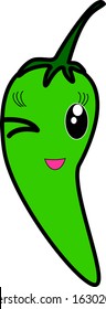 Vector illustration Green Chili Smile OK Expression 