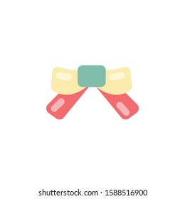 Vector illustration. Green Christmas bow-knot of ribbon. Isolated on white background