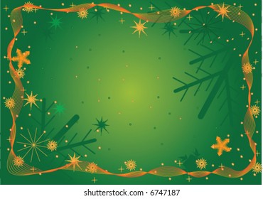 vector illustration green christmas frame