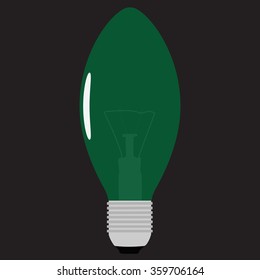 Vector illustration green christmas light bulb. New year decoration. Luminous garland bulb