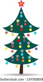 Vector illustration. Green Christmas tree