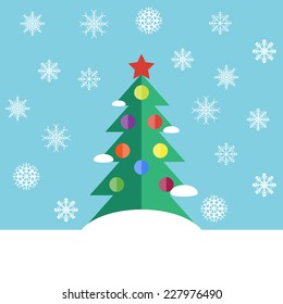 Vector illustration with a green Christmas tree