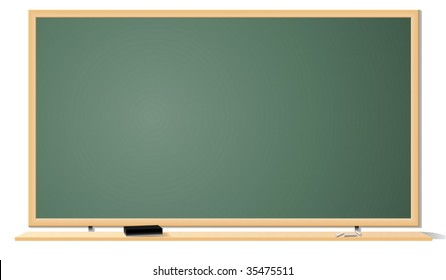 Vector illustration of green clean classroom blackboard isolated on white background.