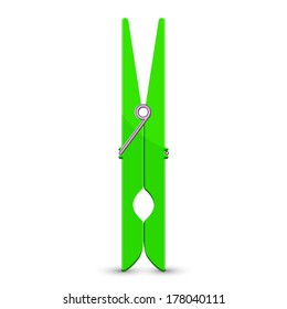Vector illustration of green clothespin