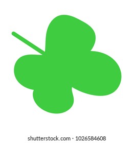 Vector illustration of green clover leaf. Attribute to St. Patrick's day, abstract clover vector illustration isolated on white background