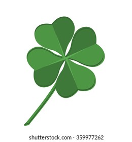 Vector illustration green clover leaf. Leaf clover sign icon. Saint patrick symbol. Ecology concept. Flat design style.