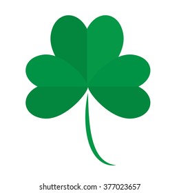 Vector illustration of a green clover leaf. St. Patrick's day symbol. Flat design
